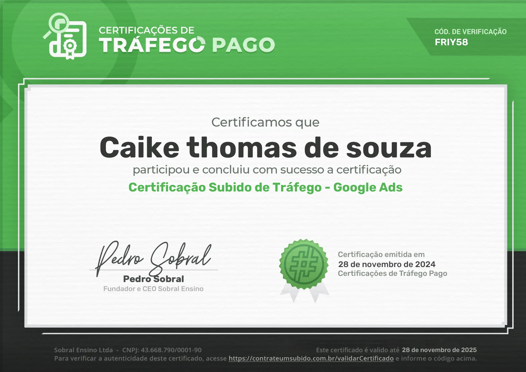 Certificação Subido de Tráfego — Google Ads